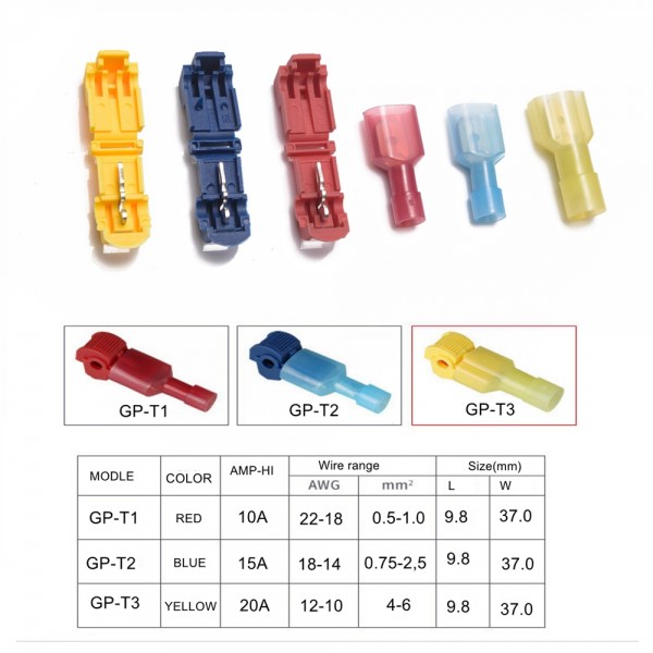 EPMAN 120pcs T-Taps/Male Insulated Wire Terminal Connectors Car Alarm